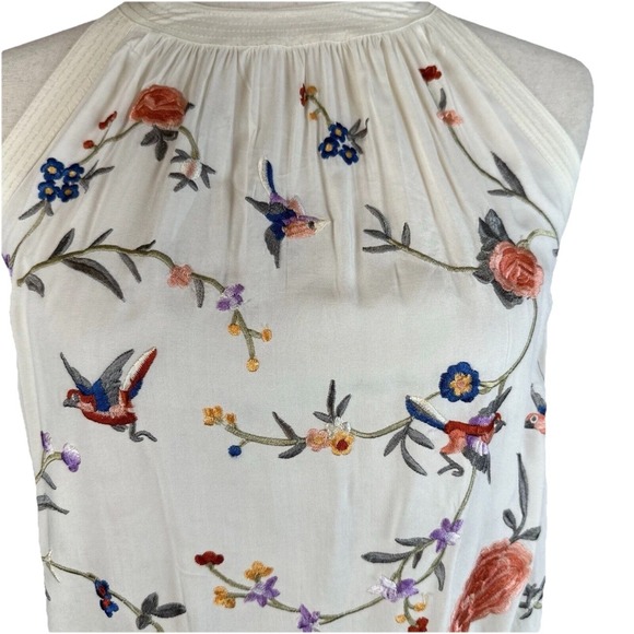 Anthropologie Embroidered Halter Top Sz2 Gatsby Fringe Boho Festival Tank Hippie - Picture 3 of 7